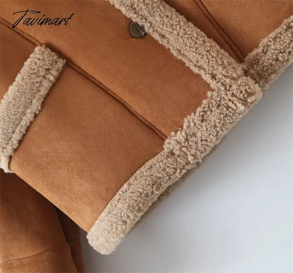 Autumn Retro Suede Long Sleeves Warm Coats Women New Loose Solid Color Jackets Streetwear Fashion Casual Casacos Mujer
