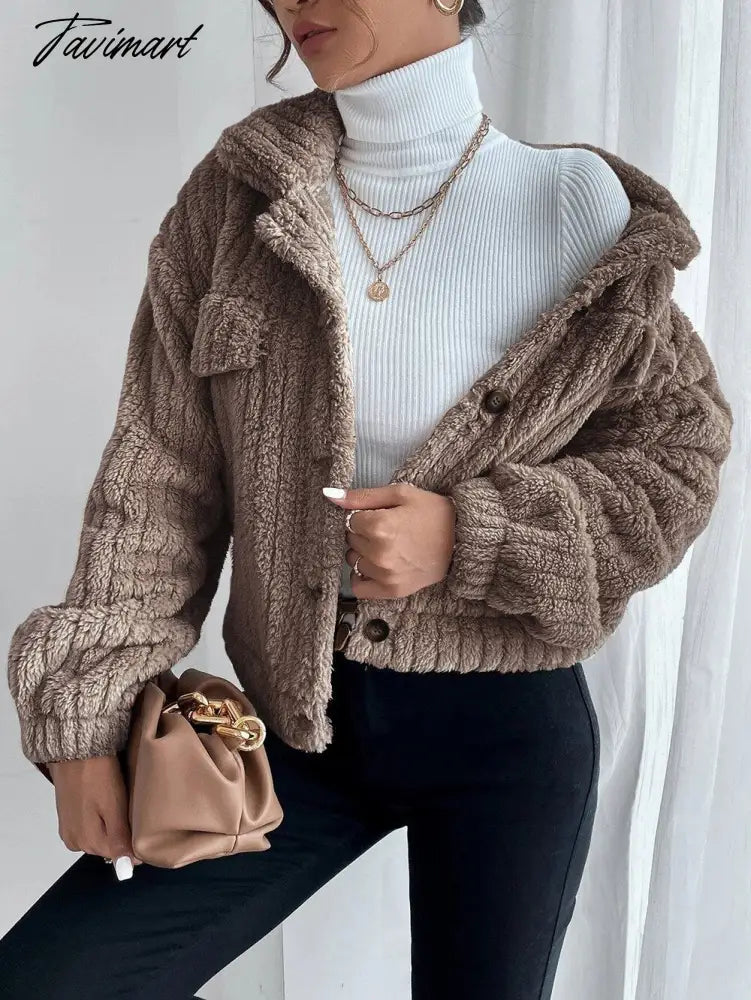 Autumn Winter Female Long Sleeve Urban Warm Casual Short Coats Women Solid Color Office Elegant Tops