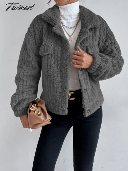 Autumn Winter Female Long Sleeve Urban Warm Casual Short Coats Women Solid Color Office Elegant Tops