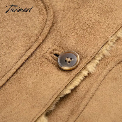 Autumn Winter Women Fake Faux Fur Brown Jacket Ladies Single Breasted Bottons Leather Coat Retro Female Thick Outwear Mujer