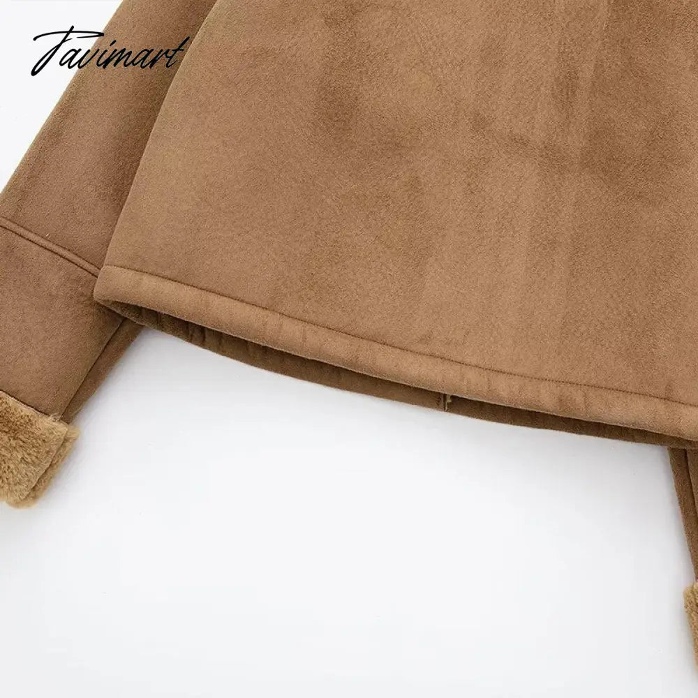 Autumn Winter Women Fake Faux Fur Brown Jacket Ladies Single Breasted Bottons Leather Coat Retro Female Thick Outwear Mujer
