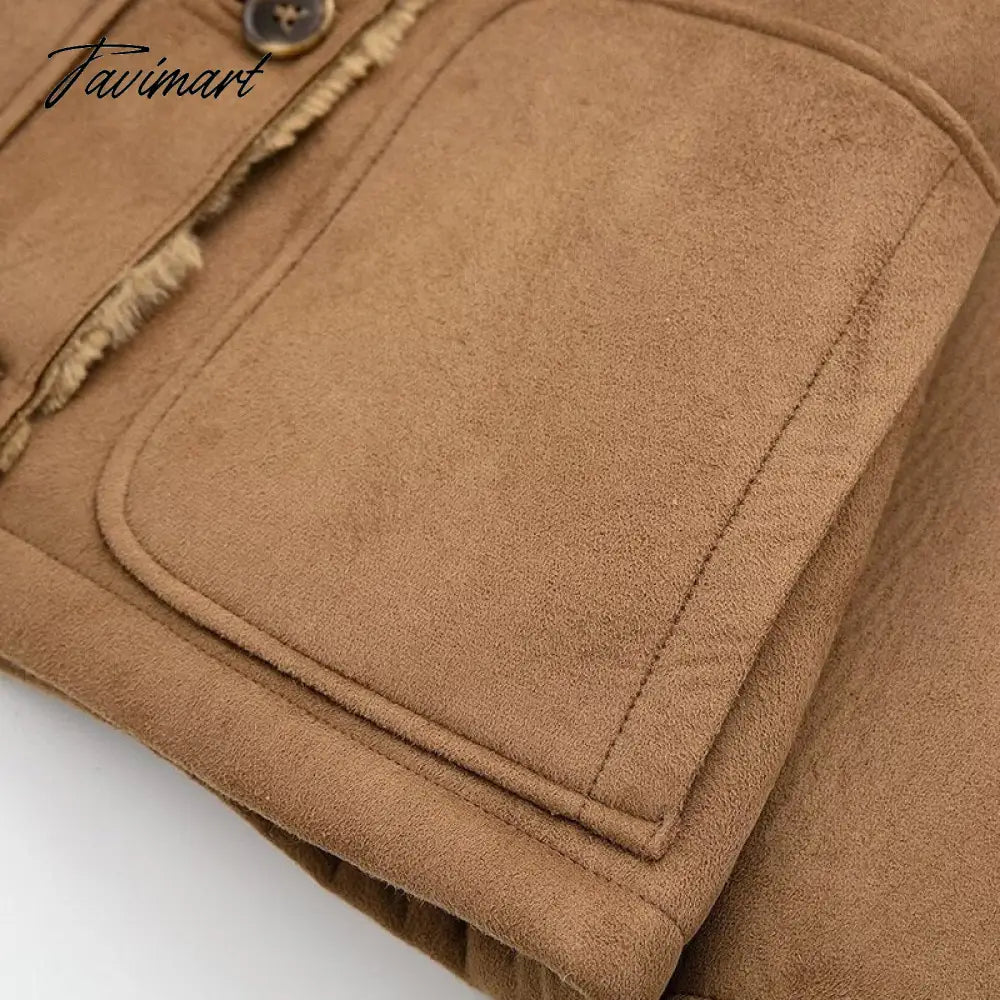 Autumn Winter Women Fake Faux Fur Brown Jacket Ladies Single Breasted Bottons Leather Coat Retro Female Thick Outwear Mujer