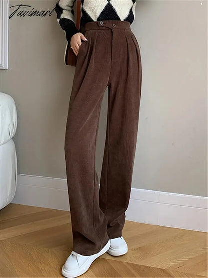 Autumn Winter Women's Wide Legged Pants New Solid Buttons Elegant High Waist Casual Loose Lady Trousers Female