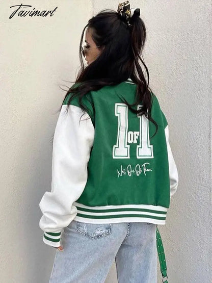 Autumn autumn Women's Single breasted overtise Jacket female Stitching Letters Embroidery Long sleeve Baseball Sports Uniform