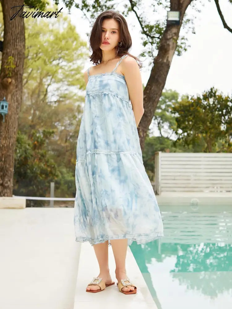 Bandage Sexy Slip Boho Beach Dress Sky Blue Floral Chiffon Women Long Dress Backless Elegant Maxi Dresses For Women Summer