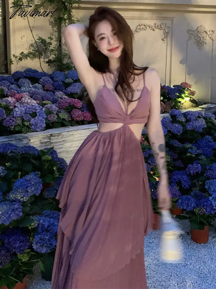 Beach Long Dress Women Summer Sleevess Party Pleated Spaghetti Strap Sundress Sexy A-line Casual Female Clothes Dresses