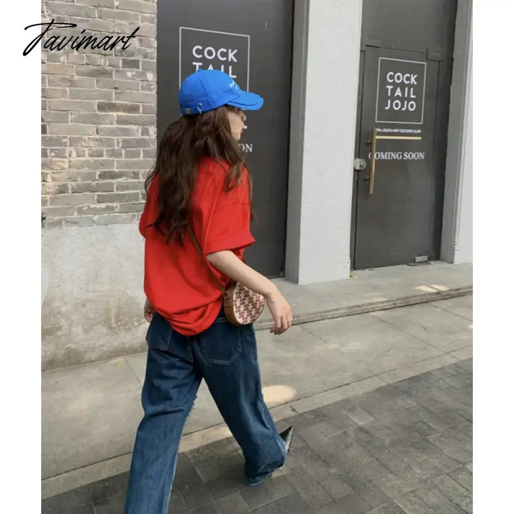Blue Jeans Women Vintage Worn-out Y2K Style American Streetwear Wide Leg Pants Fashion Straight NEW Summer Female Trouser