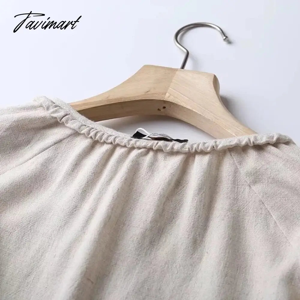 Blusas Mujer De Moda Indie Folk Vintage Bandage Linen Casual Blouse Women England Fashion Simple Shirt Women Tops