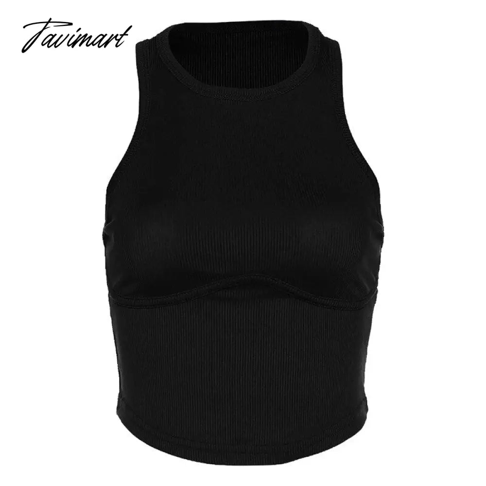 BoozRey Fashion Round Neck Sleeveless Slim Short Navel Solid Women's Tank Tops Summer Casual Y2k Crop Tops for Women