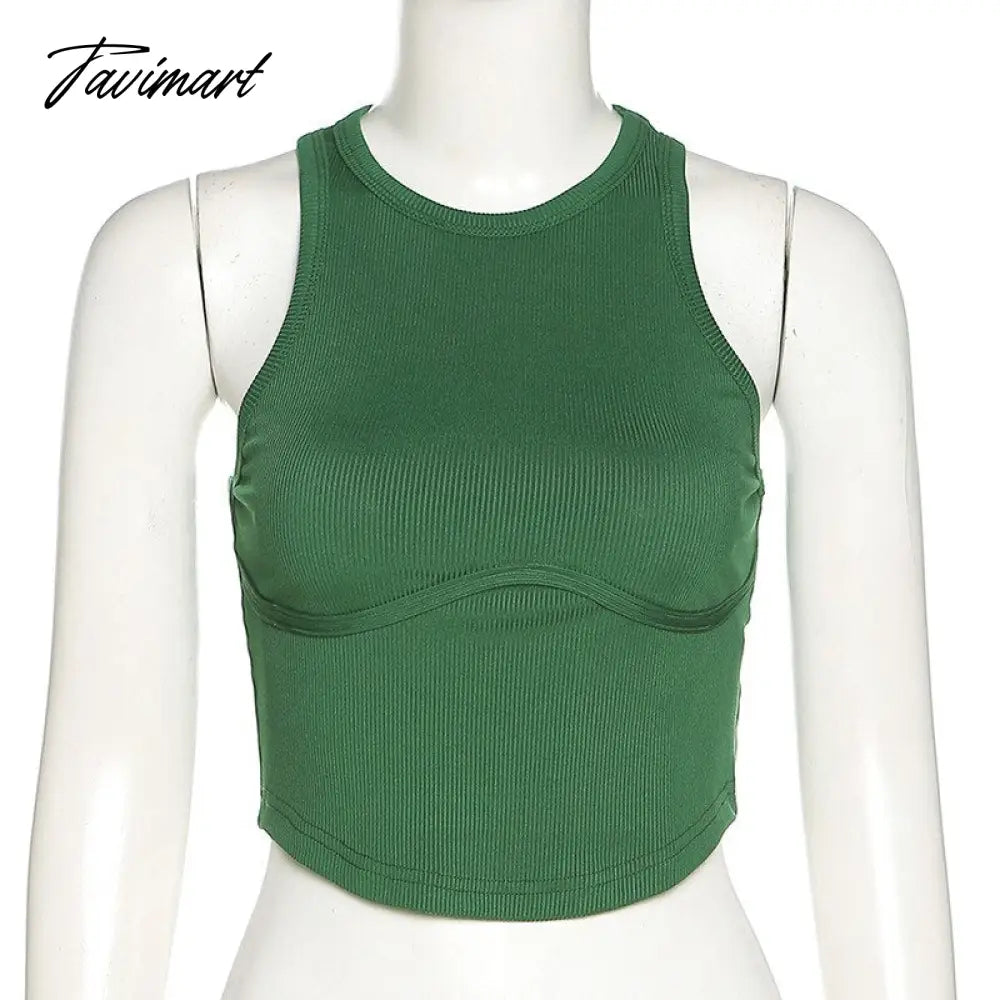 BoozRey Fashion Round Neck Sleeveless Slim Short Navel Solid Women's Tank Tops Summer Casual Y2k Crop Tops for Women