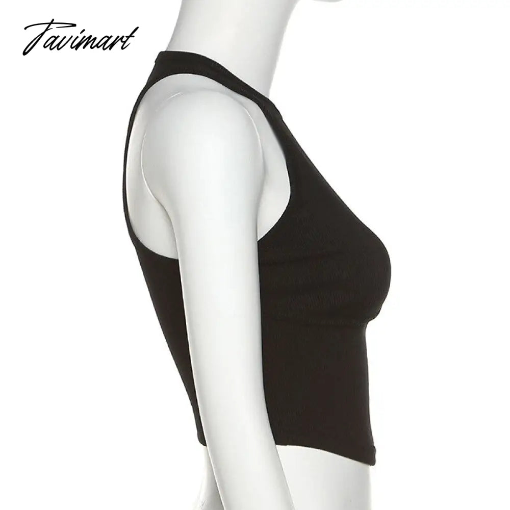 BoozRey Fashion Round Neck Sleeveless Slim Short Navel Solid Women's Tank Tops Summer Casual Y2k Crop Tops for Women