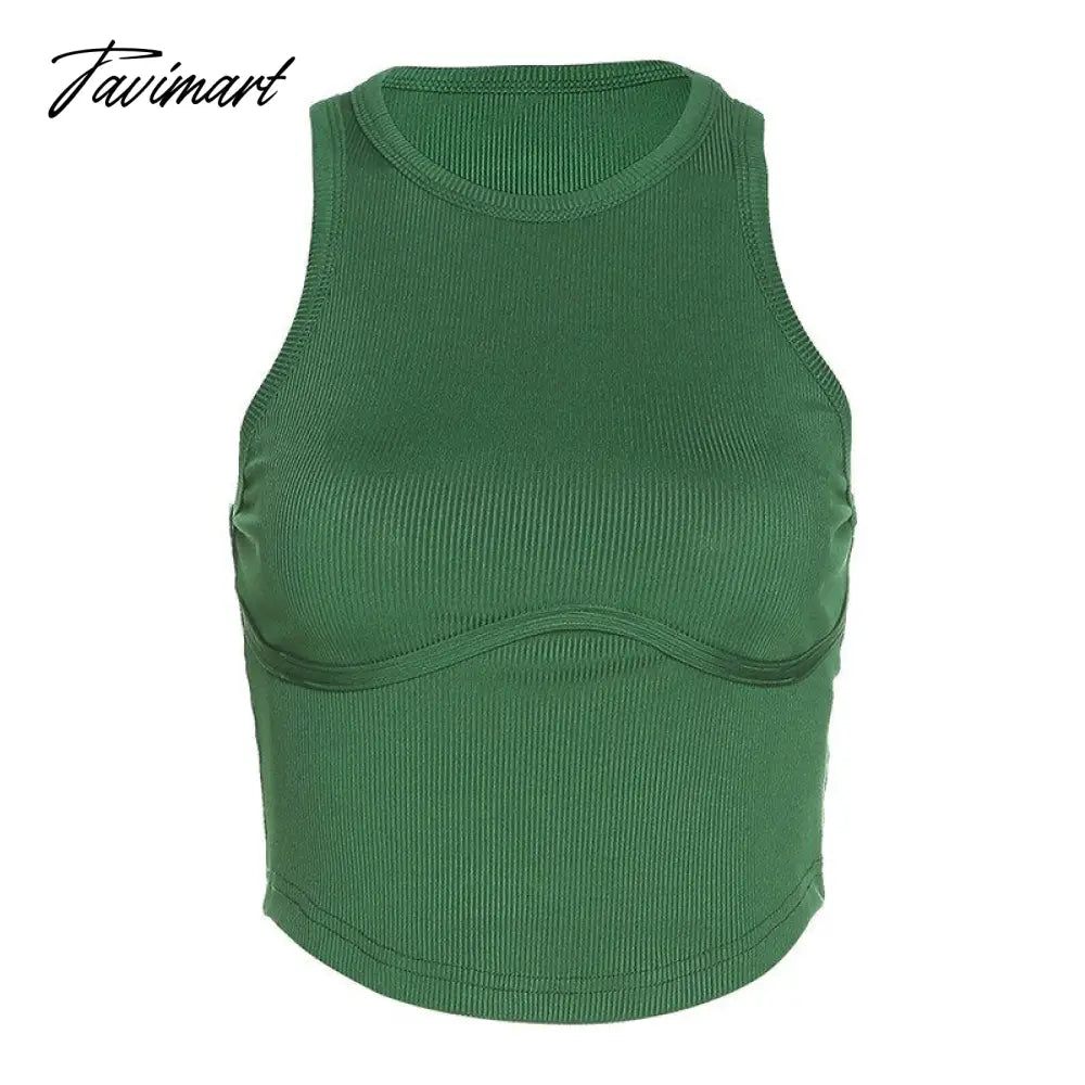 BoozRey Fashion Round Neck Sleeveless Slim Short Navel Solid Women's Tank Tops Summer Casual Y2k Crop Tops for Women