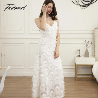 BoozRey White Sling Sexy Light Luxury Evening Dress Female New Style European and American Halter Feather Lace Party Long Dress