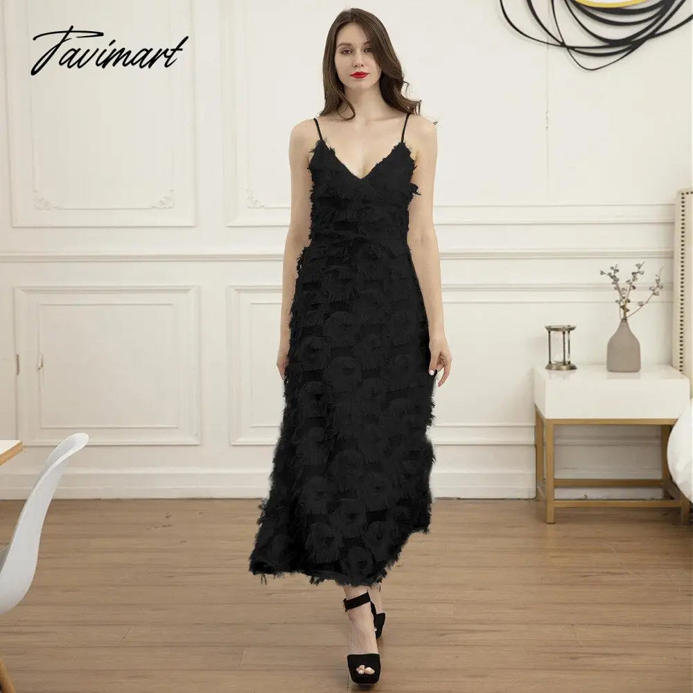 BoozRey White Sling Sexy Light Luxury Evening Dress Female New Style European and American Halter Feather Lace Party Long Dress