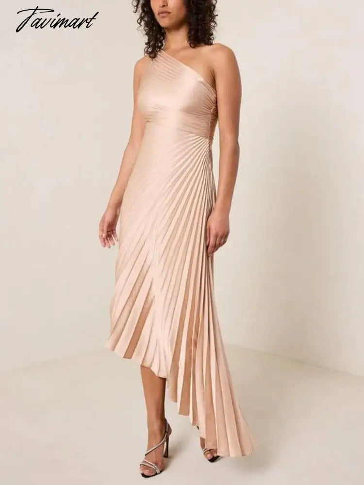 Bridesmaid Dresses for Wedding Asymmetrical Sleeveless Pleated Champagne Dress Summer Elegant Women Evening Party Cocktail Gowns
