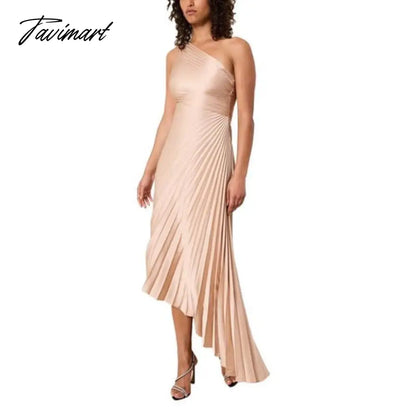 Bridesmaid Dresses for Wedding Asymmetrical Sleeveless Pleated Champagne Dress Summer Elegant Women Evening Party Cocktail Gowns