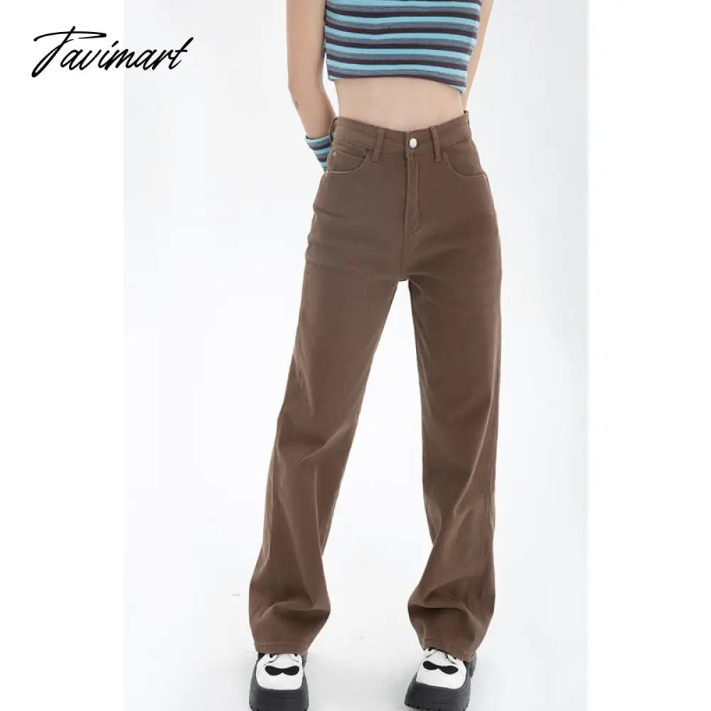 Brown Women's Jeans High Waist Straight Baggy Fashion Jean Pants Streetwear Vintage Chic Design Casual Wide Leg Denim Trouser