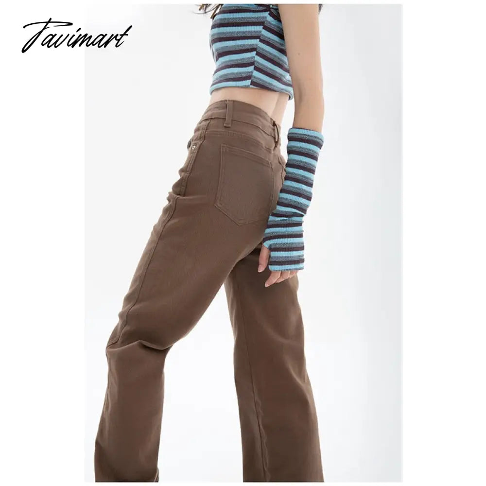 Brown Women's Jeans High Waist Straight Baggy Fashion Jean Pants Streetwear Vintage Chic Design Casual Wide Leg Denim Trouser