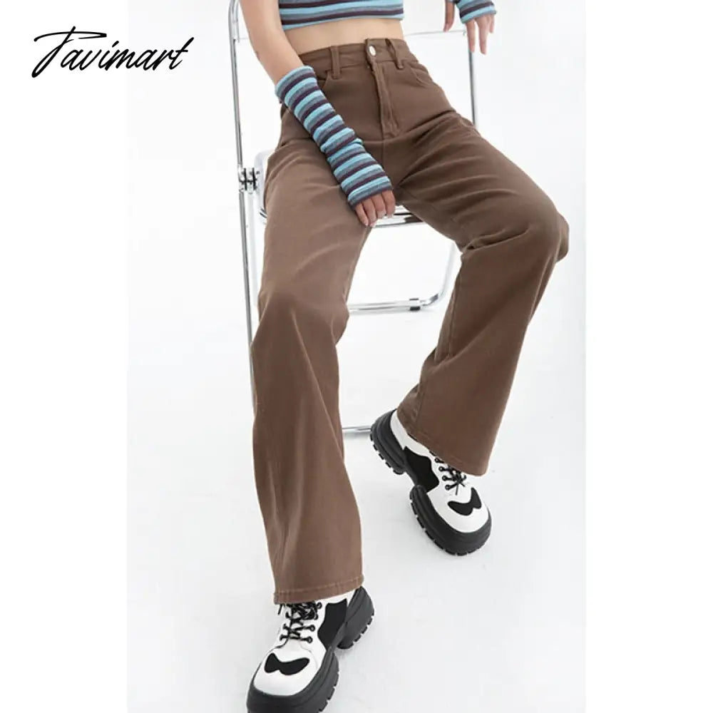 Brown Women's Jeans High Waist Straight Baggy Fashion Jean Pants Streetwear Vintage Chic Design Casual Wide Leg Denim Trouser