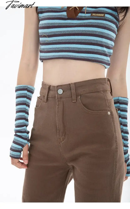 Brown Women's Jeans High Waist Straight Baggy Fashion Jean Pants Streetwear Vintage Chic Design Casual Wide Leg Denim Trouser