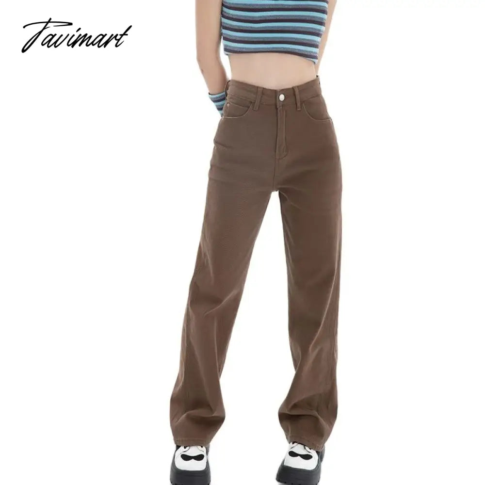 Brown Women's Jeans High Waist Straight Baggy Fashion Jean Pants Streetwear Vintage Chic Design Casual Wide Leg Denim Trouser