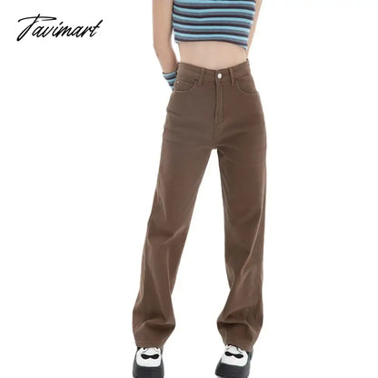 Brown Women's Jeans High Waist Straight Baggy Fashion Jean Pants Streetwear Vintage Chic Design Casual Wide Leg Denim Trouser