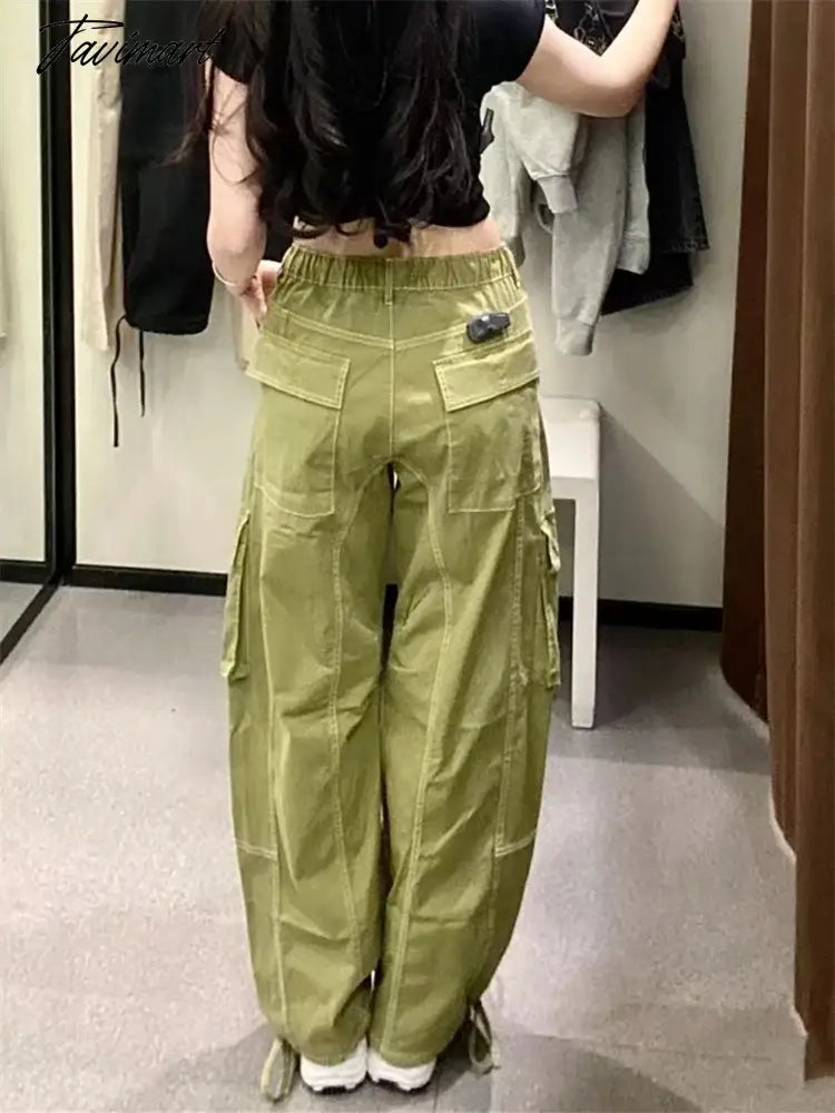 Cargo Pants Women New Fashion Vintage Solid Drawstring Loose Pants Chic Casual Wide Leg Pants Full Length Pants