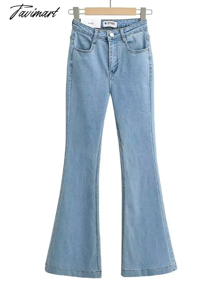 Casual Bell Bottom Pants Jeans for Women Blue Elastic Fashion Y2K Trousers Autumn New High Waisted Flare Jeans