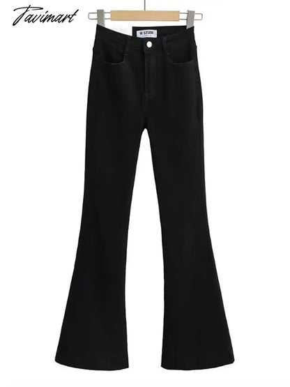 Casual Bell Bottom Pants Jeans for Women Blue Elastic Fashion Y2K Trousers Autumn New High Waisted Flare Jeans