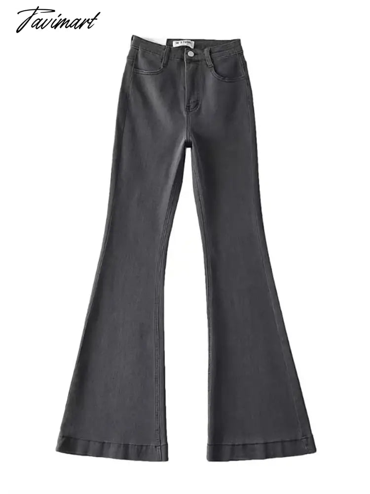 Casual Bell Bottom Pants Jeans for Women Blue Elastic Fashion Y2K Trousers Autumn New High Waisted Flare Jeans