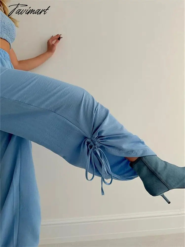 Casual Drawstring Pants For Women Streetwear Fashion High Waist Summer Joggers Loose Long Baggy Trousers New Outwear