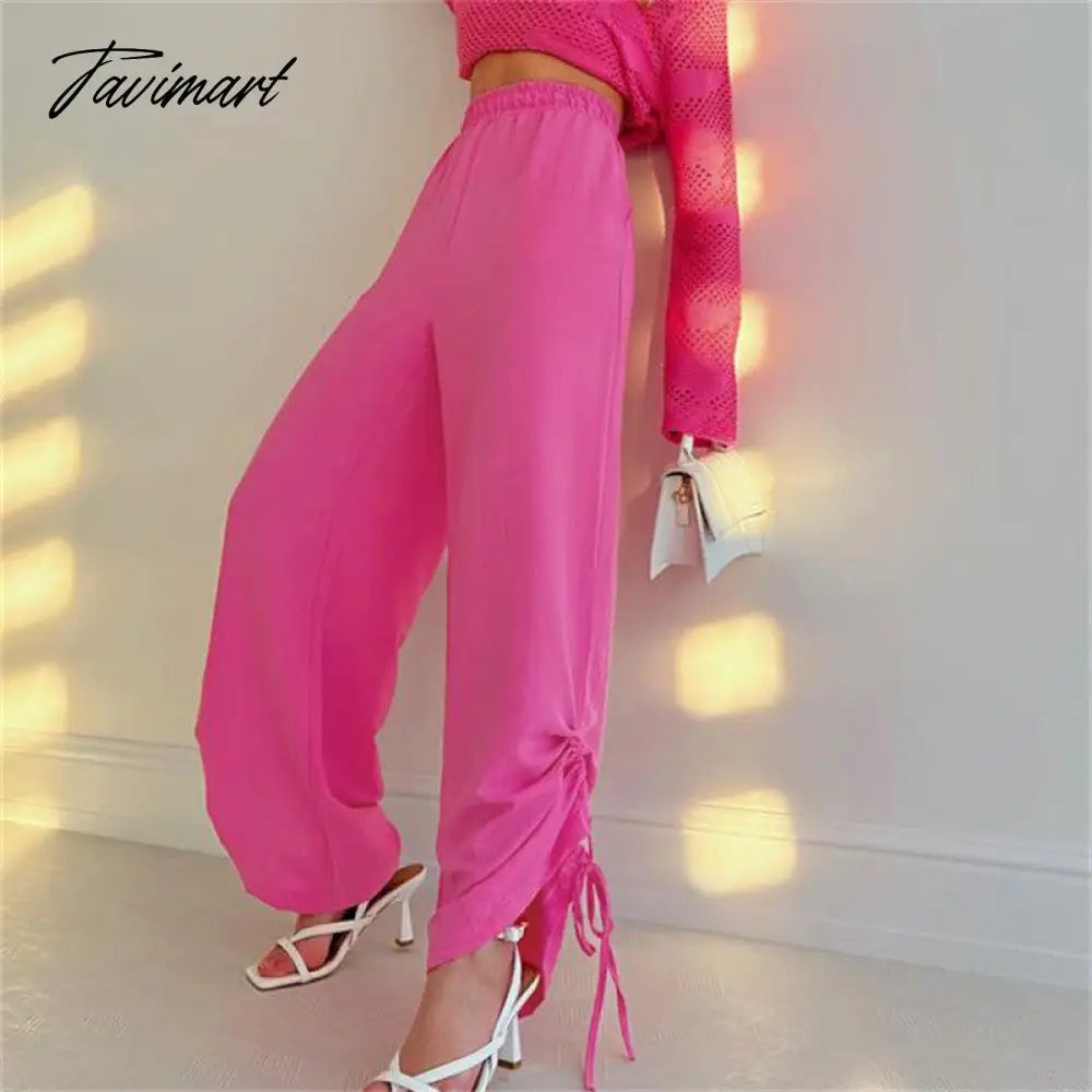 Casual Drawstring Pants For Women Streetwear Fashion High Waist Summer Joggers Loose Long Baggy Trousers New Outwear