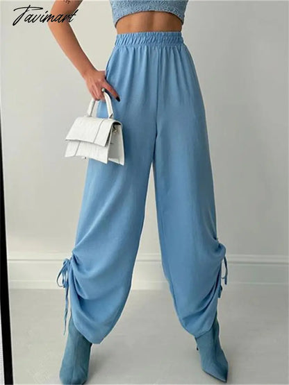 Casual Drawstring Pants For Women Streetwear Fashion High Waist Summer Joggers Loose Long Baggy Trousers New Outwear