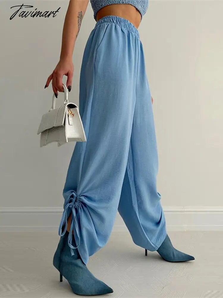 Casual Drawstring Pants For Women Streetwear Fashion High Waist Summer Joggers Loose Long Baggy Trousers New Outwear