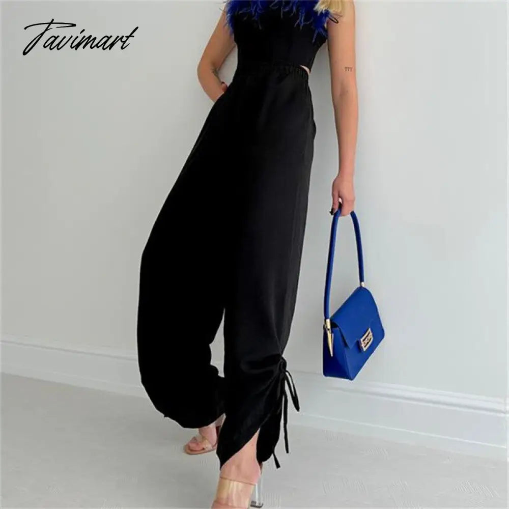 Casual Drawstring Pants For Women Streetwear Fashion High Waist Summer Joggers Loose Long Baggy Trousers New Outwear