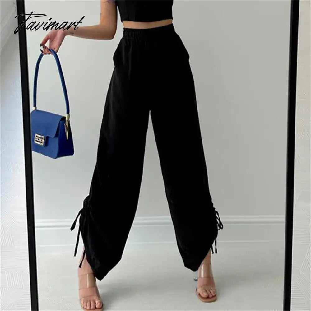 Casual Drawstring Pants For Women Streetwear Fashion High Waist Summer Joggers Loose Long Baggy Trousers New Outwear