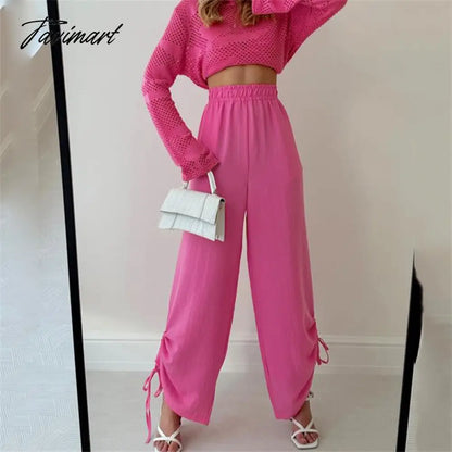 Casual Drawstring Pants For Women Streetwear Fashion High Waist Summer Joggers Loose Long Baggy Trousers New Outwear