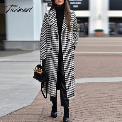 Casual Loose Button Cardigan Jackets Women Vintage Printed Plaid Street Woolen Coats Winter Fashion Long Sleeve Pocket Overcoats