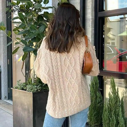 Casual O-Neck Rework Nail Bead Hot Drilling Pull Femme Long Sleeve Three-Dimensional Flower Knitwears Luxury Sweater Women
