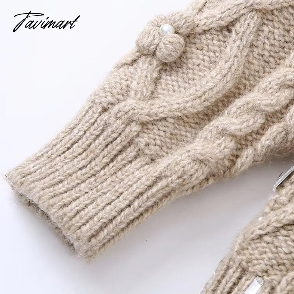 Casual O-Neck Rework Nail Bead Hot Drilling Pull Femme Long Sleeve Three-Dimensional Flower Knitwears Luxury Sweater Women