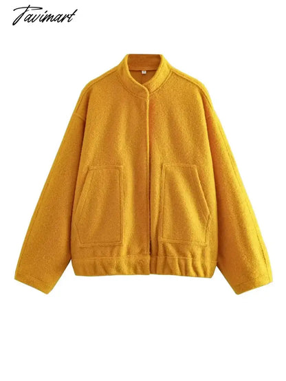 Casual Oversized Bomber Jacket For Women Streetwear Long Sleeve With Pockets Winter Coat Snap Button Female Outerwear Tops