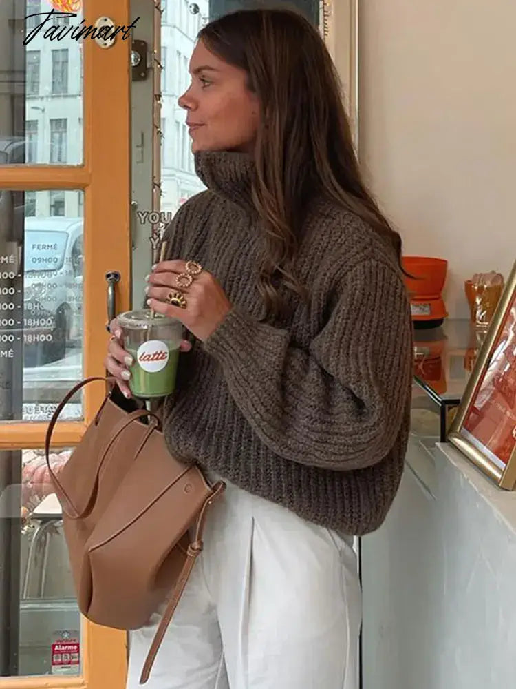 Casual Turtleneck Loose Sweater For Women Fashion Long-sleeved Solid Pullover Female Street Office Outerwear Jumpers
