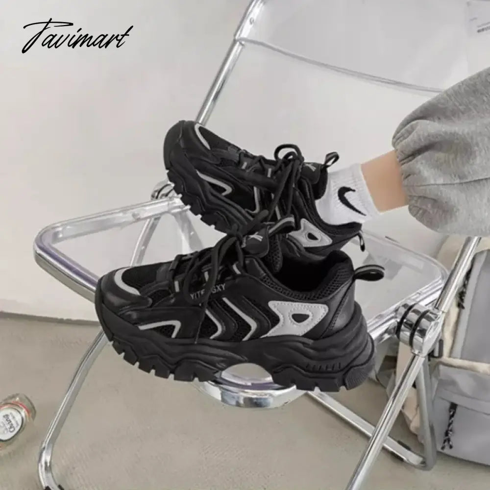 Casual Vintage Womens Sports Shoes Mesh Breathable Platform Running Chunky Sneakers Student Vulcanized New Fashion Shoes