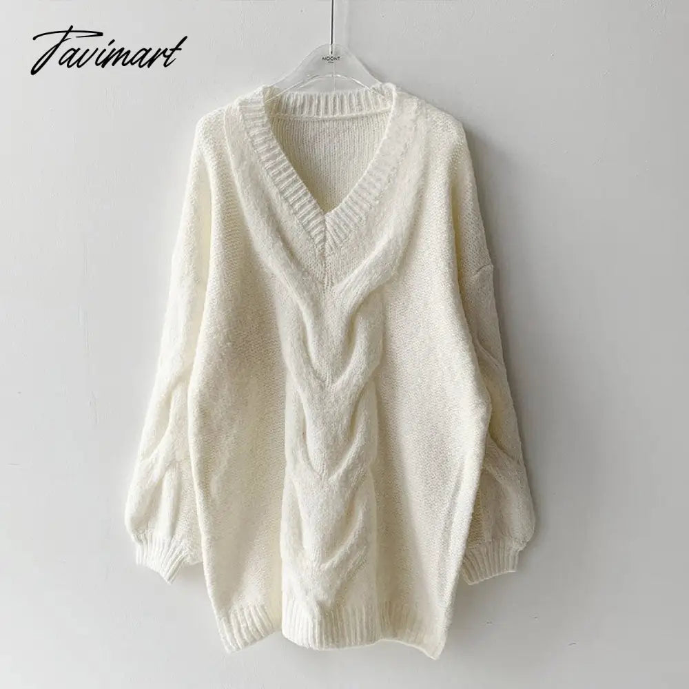 Casual Women Knitted Oversized White Playsuit V Neck Sexy Elegant Sweater Dresses Autumn Winter Mini Pullover Jumper Top
