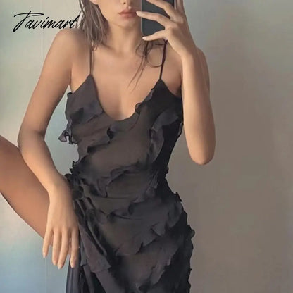 Casual Women Sleeveless Beach Boho Long Dress Fashion Sexy Backless Ruffle Chiffon Evening Dress Elegant Sling Maxi Party Dress