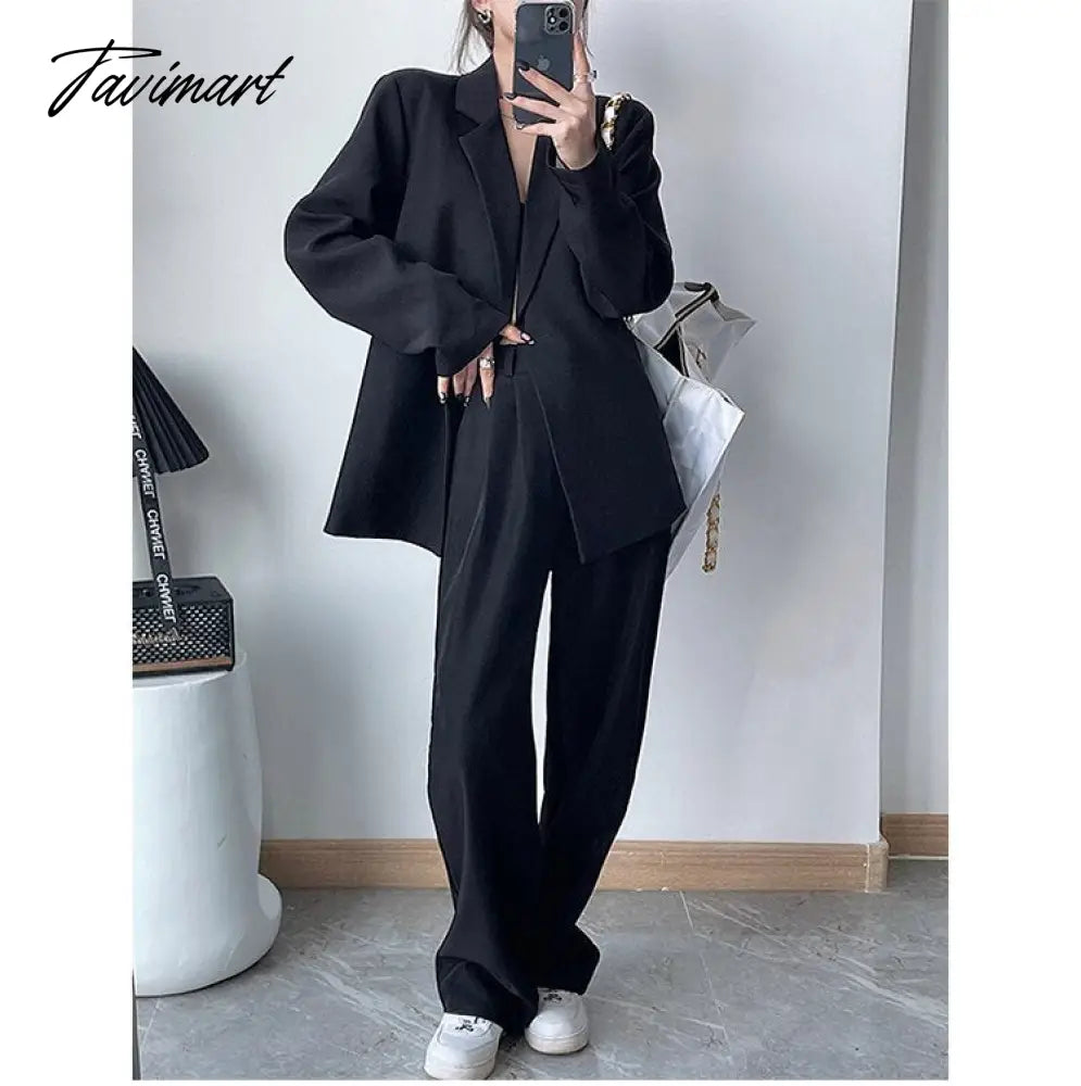 Casual Women Straight Long Pants Autumn High Waist Female Streetwear Trouser Fashion Black Full Length Trousers