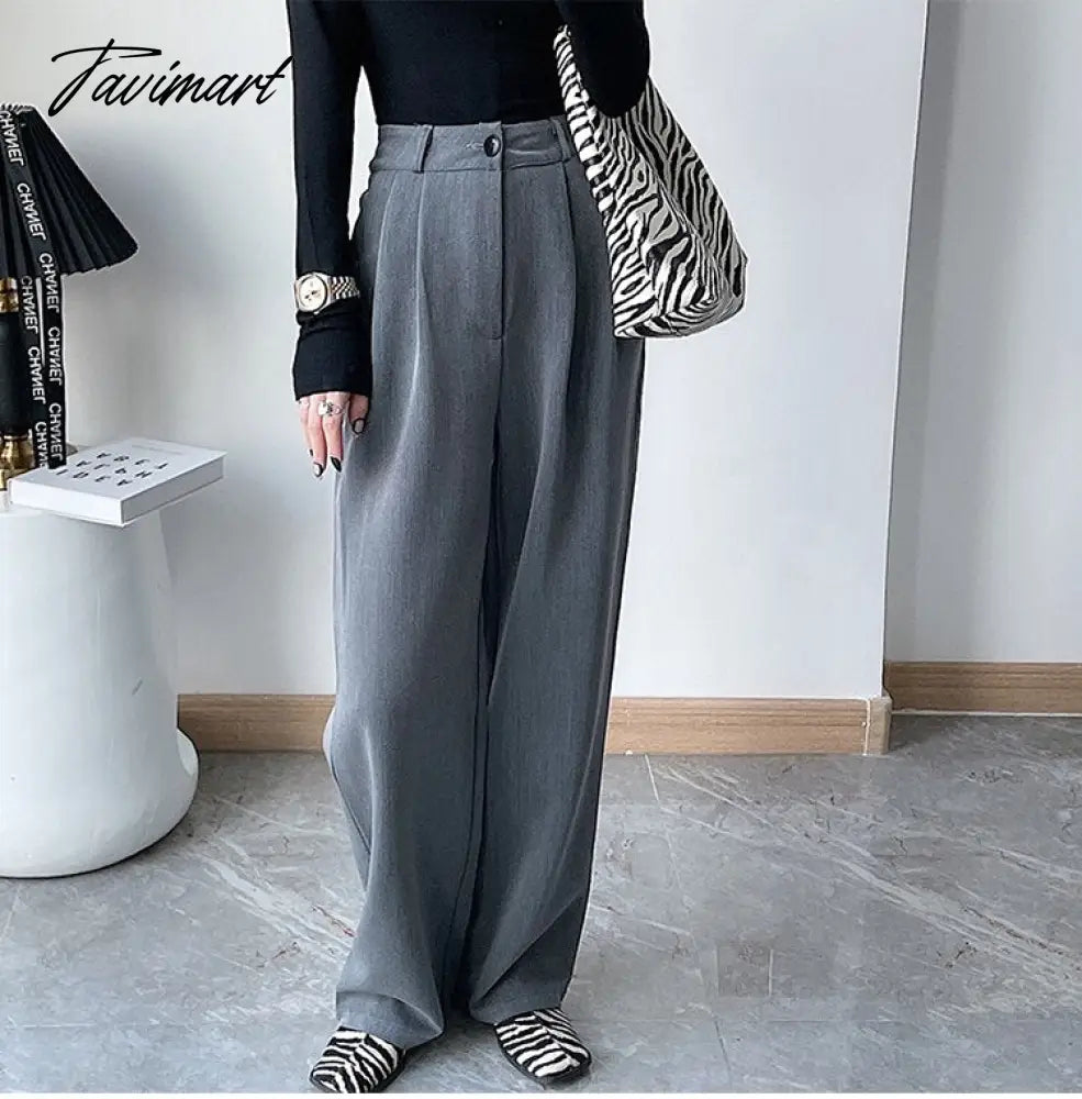 Casual Women Straight Long Pants Autumn High Waist Female Streetwear Trouser Fashion Black Full Length Trousers