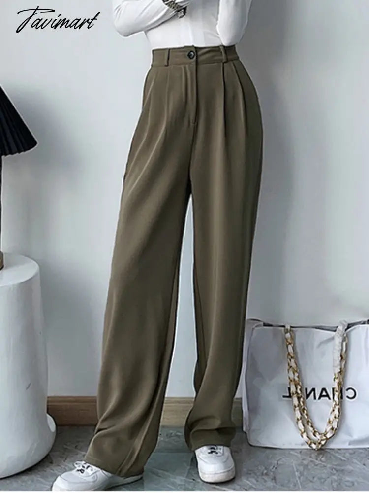 Casual Women Straight Long Pants Autumn High Waist Female Streetwear Trouser Fashion Black Full Length Trousers