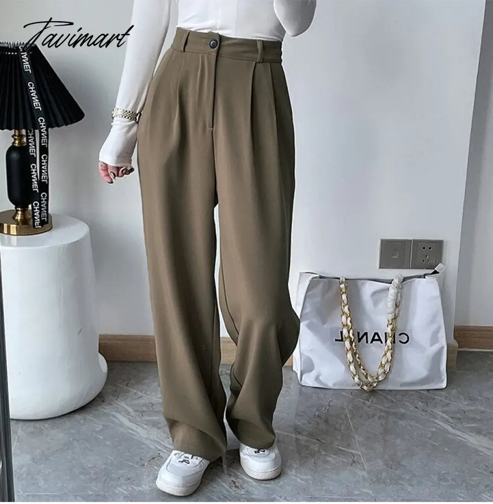 Casual Women Straight Long Pants Autumn High Waist Female Streetwear Trouser Fashion Black Full Length Trousers