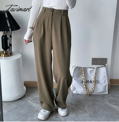 Casual Women Straight Long Pants Autumn High Waist Female Streetwear Trouser Fashion Black Full Length Trousers